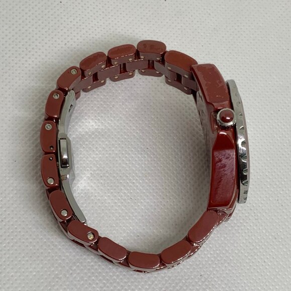 Isaac Mizrah Live! Ceramic red tone women watch 34mm quartz size 6” running - Picture 8 of 8